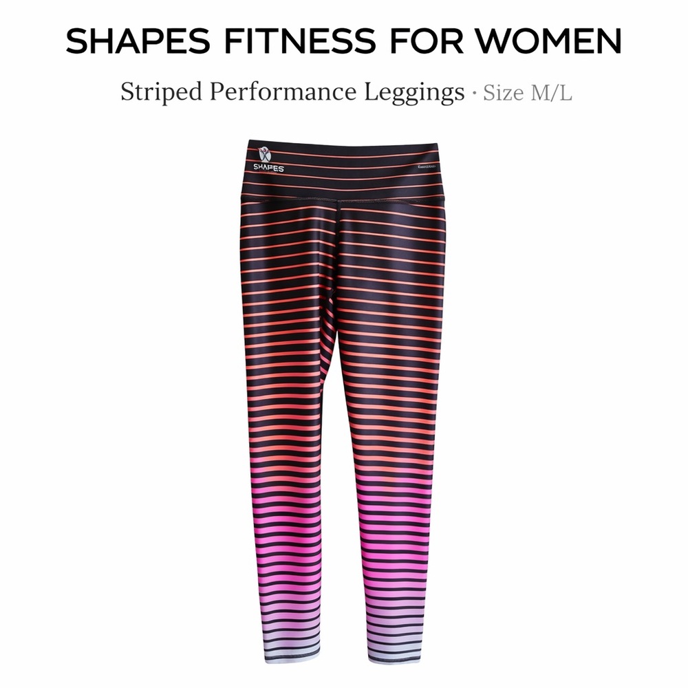 Shapes Fitness Striped Preformance Leggings - Black & Pink